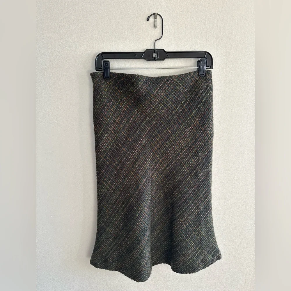 Vintage Tweed A-Line Skirt – H&M, Size 6, Academia Style, Green/Brown - Picture 3 of 8